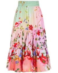 Roberto Cavalli - Miami Flowers Midi Skirt - Lyst