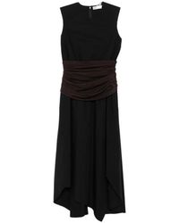 Tory Burch - Kleedjes ,Zwart ,Katoen Asymmetrische Jurk - Lyst