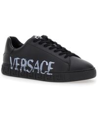 Versace - Schoenen ,Zwart ,Leer Nieuwe Greca Low Sneakers - Lyst