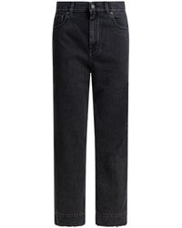Chloé - Jeans ,Zwart ,Katoen High-Rise Wide-Leg Cropped Jeans - Lyst