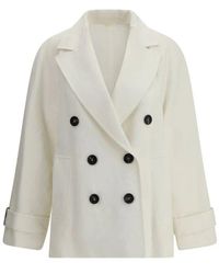 Brunello Cucinelli - Elegante Doppelreihige Jacke Mit Revers - Lyst