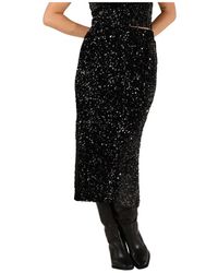 Notre-v - Rokken ,Zwart ,Zwarte Midi Rok Nv-Embla Stijl - Lyst