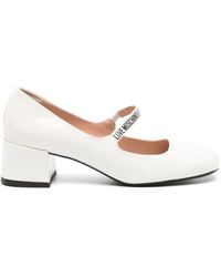 Love Moschino - Weiße leder square-toe pumps - Lyst