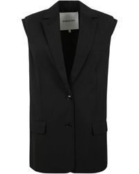 Birgitte Herskind - Jassen ,Zwart ,Leer Cohen Mouwloze Blazer - Lyst
