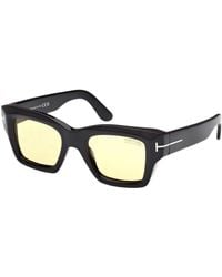 Tom Ford - Quadratische sonnenbrille gelbe linse schwarzer rahmen - Lyst