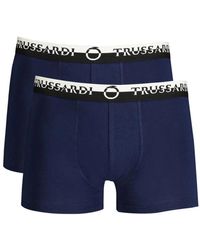 Trussardi - Ondergoed ,Blauw ,Katoen Blauwe Katoenen Boxershorts Met Logo - Lyst