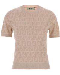 Fendi - Truien & Vesten ,Oranje ,Wol Ff Wollen Trui Met Zijde - Lyst