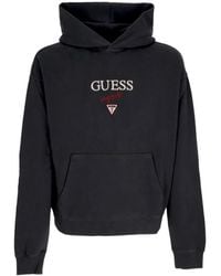 Guess - Hoodies & Sweatvesten ,Zwart ,Katoen Logo Hoodie Lange Mouw - Lyst