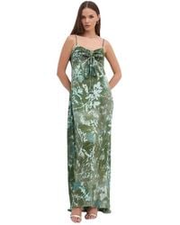 Sandro Ferrone - Kleedjes ,Groen ,Polyester Maxi Jurk - Lyst