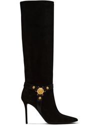Balmain - Schoenen ,Zwart ,Leer Slouchy Suede Heeled Eva Boots - Lyst