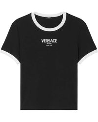 Versace - T-Shirt Met Logo-Opdruk - Lyst