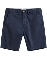 GANT - Korte Broeken ,Blauw ,Katoen Regular Fit Sunfaded Chino Shorts - Lyst