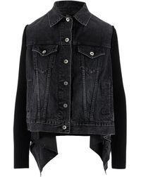 Sacai Denim Jacket With Contrasting Panels - Zwart