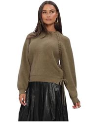 co'couture - Truien & Vesten ,Bruin ,Polyester Row Cc Braid String Knit - Lyst