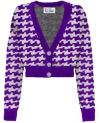 MC2 Saint Barth - Truien & Vesten ,Veelkleurig ,Houndstooth Cardigan Met Co-Ord Rok - Lyst