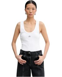 KARL LAGERFELD - Tops ,Wit ,Katoen K/Autograph Ribbed Tank Top - Lyst