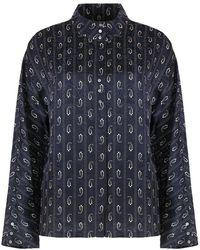 Tory Burch - Jacquard Viscose En Zijden Blouse - Lyst