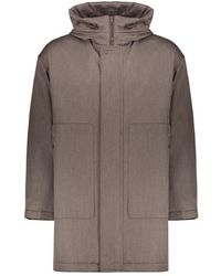 Herno - Jassen ,Bruin ,Wol Donsjack Met Capuchon En Rits - Lyst