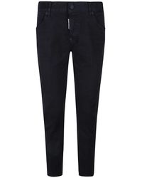 DSquared² - Jeans ,Zwart ,Denim Zwarte Skinny Cropped Denim Jeans - Lyst