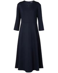 Max Mara - Kleedjes ,Blauw ,Katoen Orione Midi Jurk - Lyst