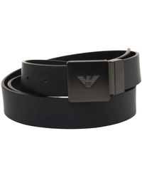 Emporio Armani - Leren Logo Gesp Verstelbare Riem - Lyst