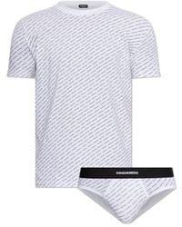 DSquared² - Ondergoed ,Wit ,Katoen Ondergoed Set: Boxershorts, T-Shirt - Lyst