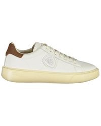 Blauer - Weiße Ledersportschuh Mit Braunen Akzenten - Lyst