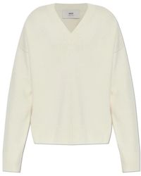 Ami Paris - Truien & Vesten ,Wol Trui Met Logo - Lyst