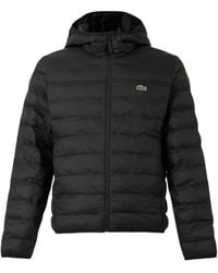 Lacoste - Jassen ,Zwart ,Leer Waterafstotend Donsjack - Lyst