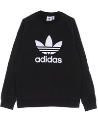 adidas - Fitness ,Zwart ,Katoen Klassiek Trefoil Crewneck Sweatshirt - Lyst