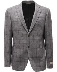 Canali - Jassen ,Grijs ,Wol Grijs/Blauw Wol/Kasjmier Jas - Lyst