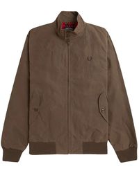 Fred Perry - Giacca harrington cerata tabacco bruciato - Lyst