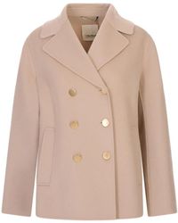 Max Mara - Jassen ,Roze ,Wol Caban Jas Met Dubbele Rij Knopen - Lyst