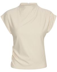 Gestuz - Overhemden ,Wit ,Elegante Gedrapeerde Top Egret - Lyst