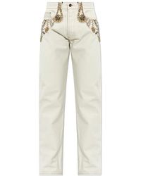 Versace - Jeans ,Katoen Geborduurde Straight Jeans - Lyst