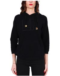 Elisabetta Franchi - Schwarzer hoodie mit bouclé-effekt - Lyst