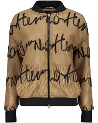 Herno - Jassen ,Bruin ,Polyester Mesh Bomberjack - Lyst