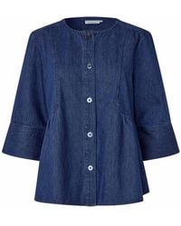 Masai - Overhemden ,Blauw ,Denim Donker Denim A-Lijn Jas - Lyst