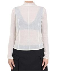 Calvin Klein - Maglioni bianchi con collo alto e dettaglio ricamato - Lyst