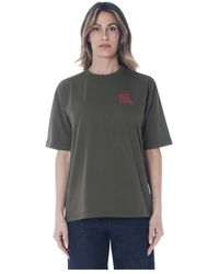 Aspesi - Tops ,Groen ,Katoen T-Shirt Van Katoen Met Print - Lyst