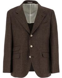 Brunello Cucinelli - Diagonaal Linnen Wol Zijde Jas - Lyst