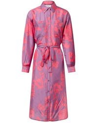 Essentiel Antwerp - Vestido camisero de seda con estampado floral - Lyst