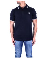Fred Perry - Tops ,Blauw ,Katoen Logo Front Polo Shirt - Lyst