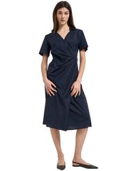 Liviana Conti - Gedrapeerde Midi Chemisier Jurk - Lyst