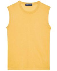 Brooks Brothers - Truien & Vesten ,Geel ,Katoen Zijden Blend Top - Lyst