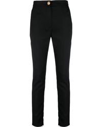 Balmain - Broeken ,Zwart ,Wol Zwarte Skinny Wol Stretch Broek - Lyst