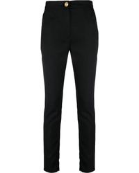 Balmain - Broeken ,Zwart ,Wol Zwarte Skinny Wol Stretch Broek - Lyst