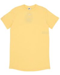 Nike - Fitness ,Geel ,Katoen Essentiële Tee Jurk Topaas Goud/Wit - Lyst
