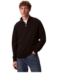 Calvin Klein - Trui Met Hoge Hals En Rits Van Wol - Lyst