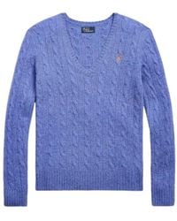 Polo Ralph Lauren - Gedraaide V-Hals Wol Kasjmier Trui - Lyst